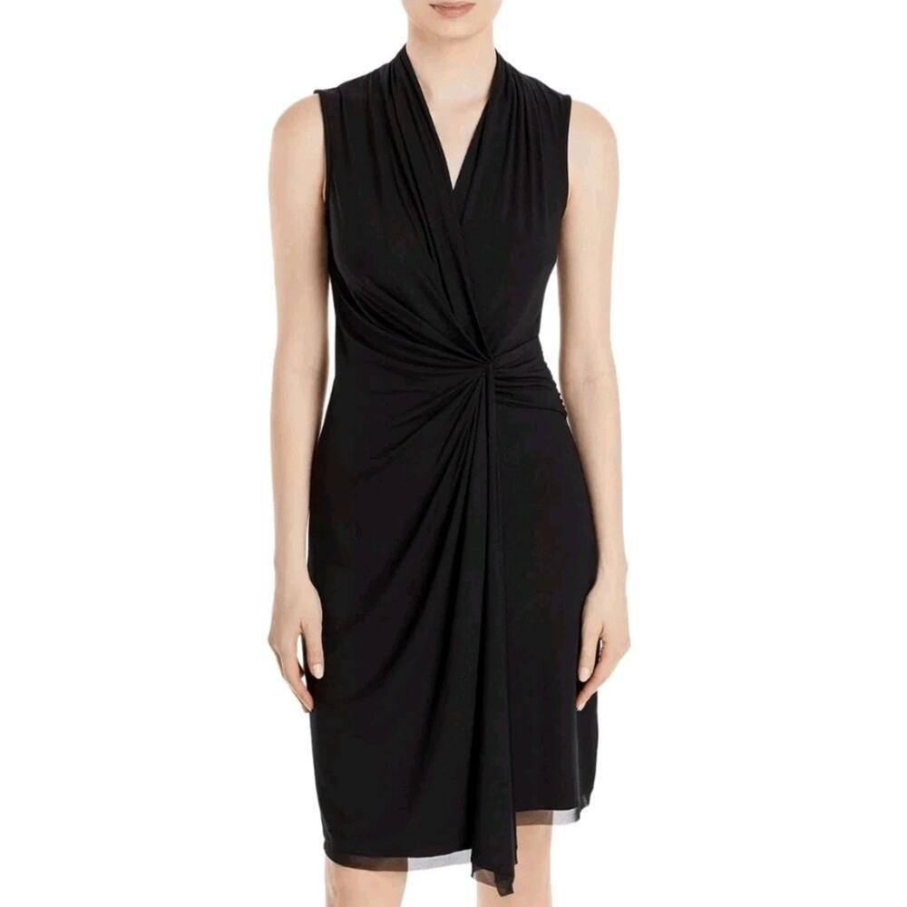 $258 Kobi Halperin NWT Women Black Sandra Twist Front Jersey Dress Size Medium